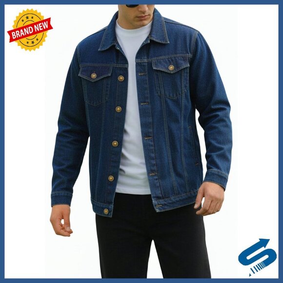 Other - Men's Denim Jacket Vintage Trucker Style 100% Cotton Regular Fit
